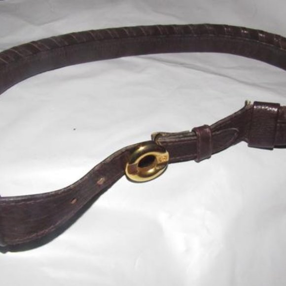 Gucci Brown Whip-stitched Leather Gold Tone